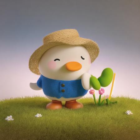 00023-2107923704-(masterpiece, best quality_1.1)A cute duck in a flowery dress with a straw hat on the grass. Soft light and white background，Chi.png